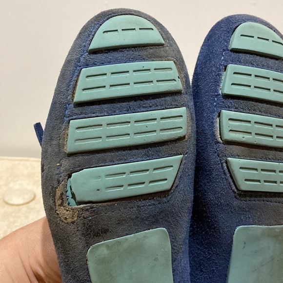 Vaneli Two Tone Blue Suede Driving Moccasins Driving Loafers - Picture 6 of 9